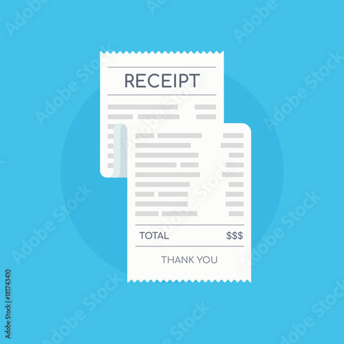 Icon shopping receipt. Invoice sign. Paying bills. photo