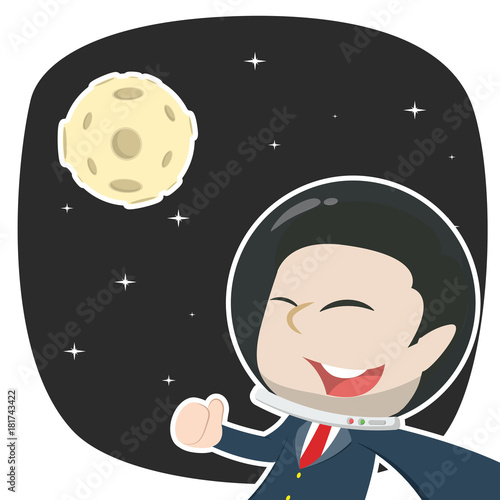 Asian businessman selfie in space– stock illustration