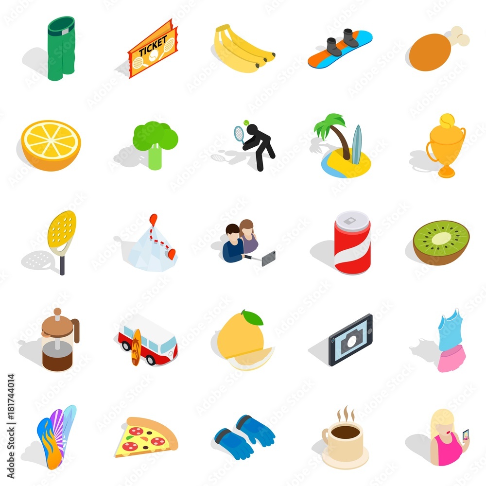 Energetic icons set, isometric style Energetic icons set, isometric style