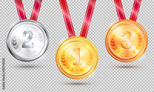 Three Medals Vector Illustration on Transparent
