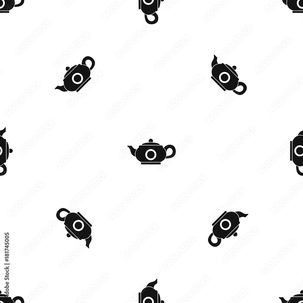Fototapeta Teapot pattern seamless black