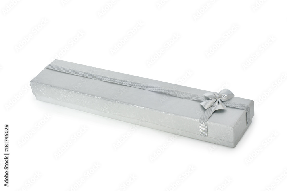Silver gift box with ribbon Silver gift box with ribbon