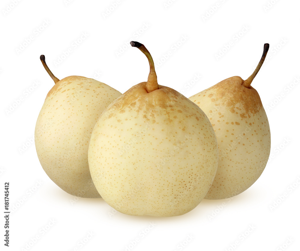 Three Chinese pear isolated on a white background. Three Chinese pear isolated on a white background.
