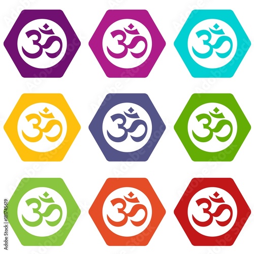 Symbol Aum icon set color hexahedron © ylivdesign