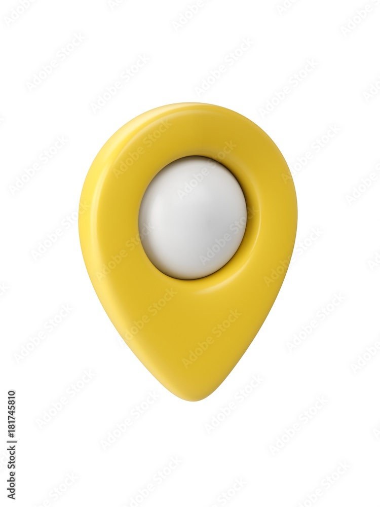 Yellow map pointer isolated on white background Yellow map pointer isolated on white background