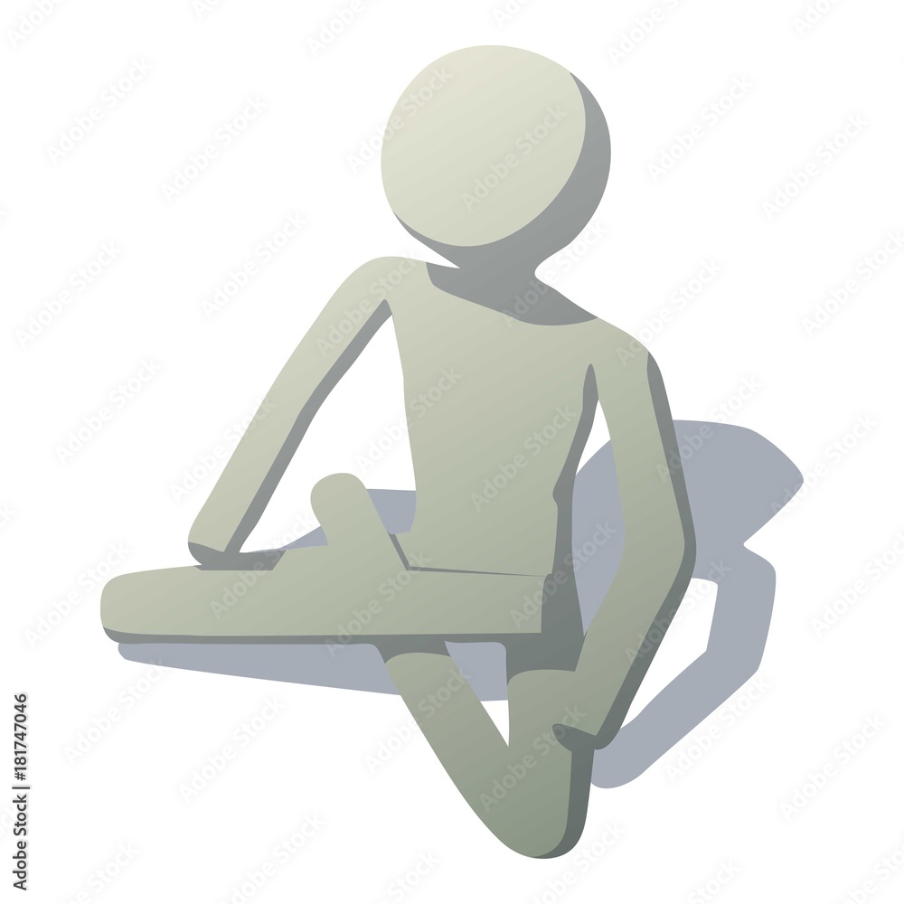 Stick man meditating icon, isometric style Stick man meditating icon, isometric style