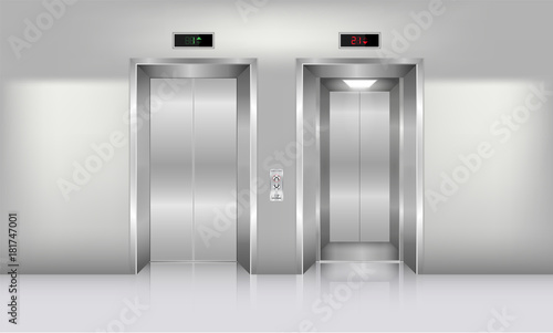 Realistic elevator in office building., Interior concept, Vector, Illustration