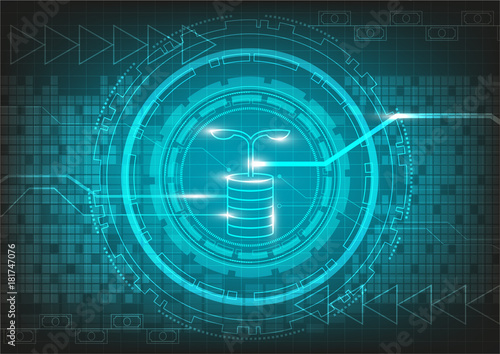 Icon investment with digital technology background