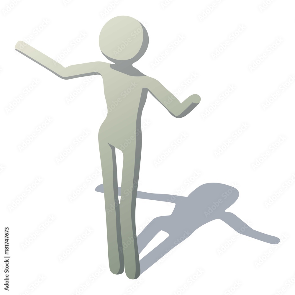 Stick man welcomes icon, isometric style Stick man welcomes icon, isometric style