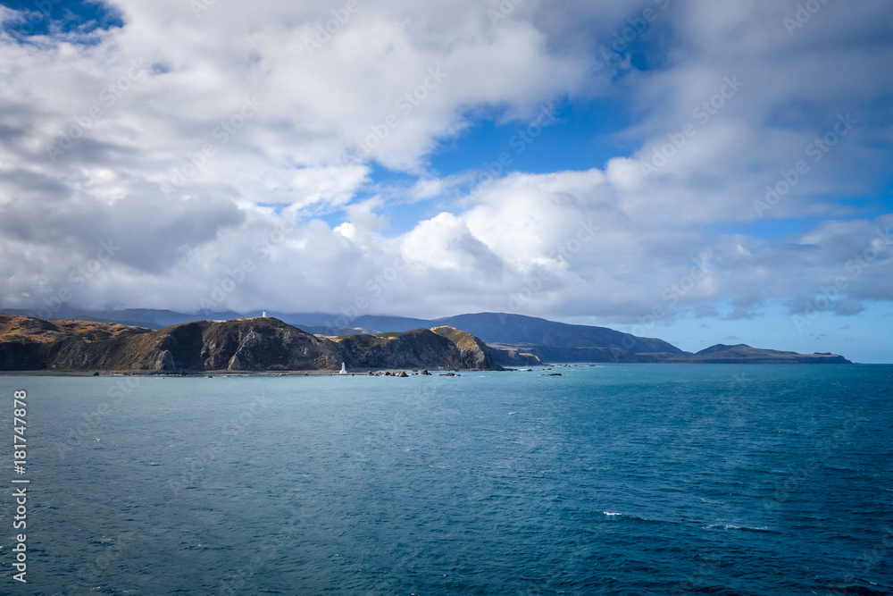 Lighthouse on cliffs near Wellington, New Zealand