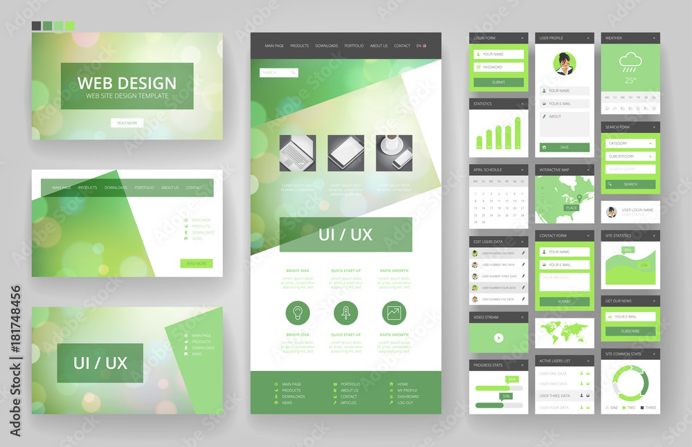 Website design template and interface elements Website design template and interface elements