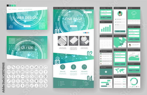 Website design template and interface elements