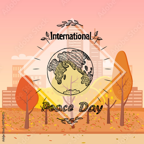 Peace Day International Holiday Poster with Earth