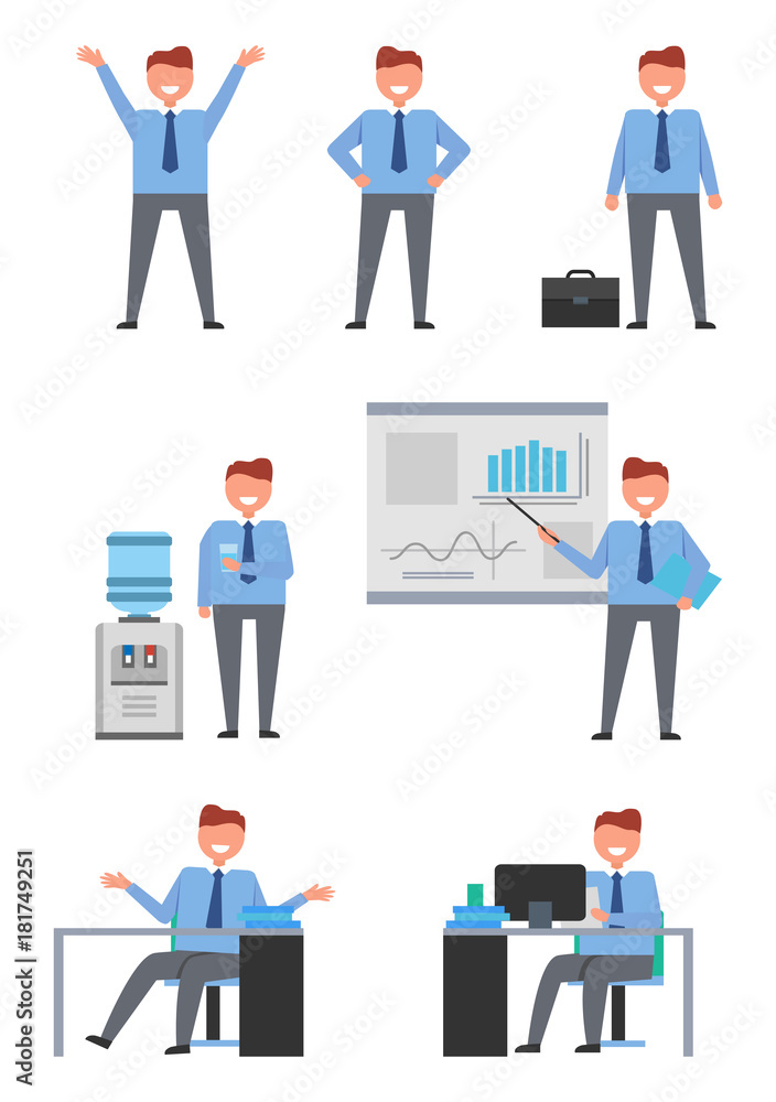 Collection of Icons Depicting Businessman at Work