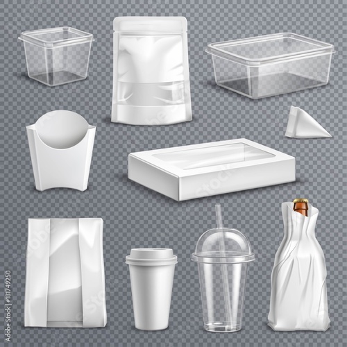 Food Packaging Realistic Transparent set