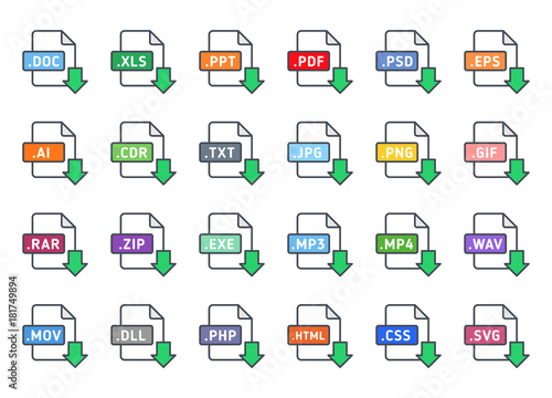 Document File Type Format download colored