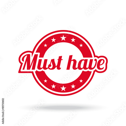 Must have label. Red color, isolated on white. Vector illustration.