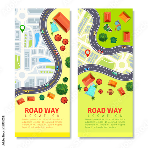 Roadway Map Vertical Banners