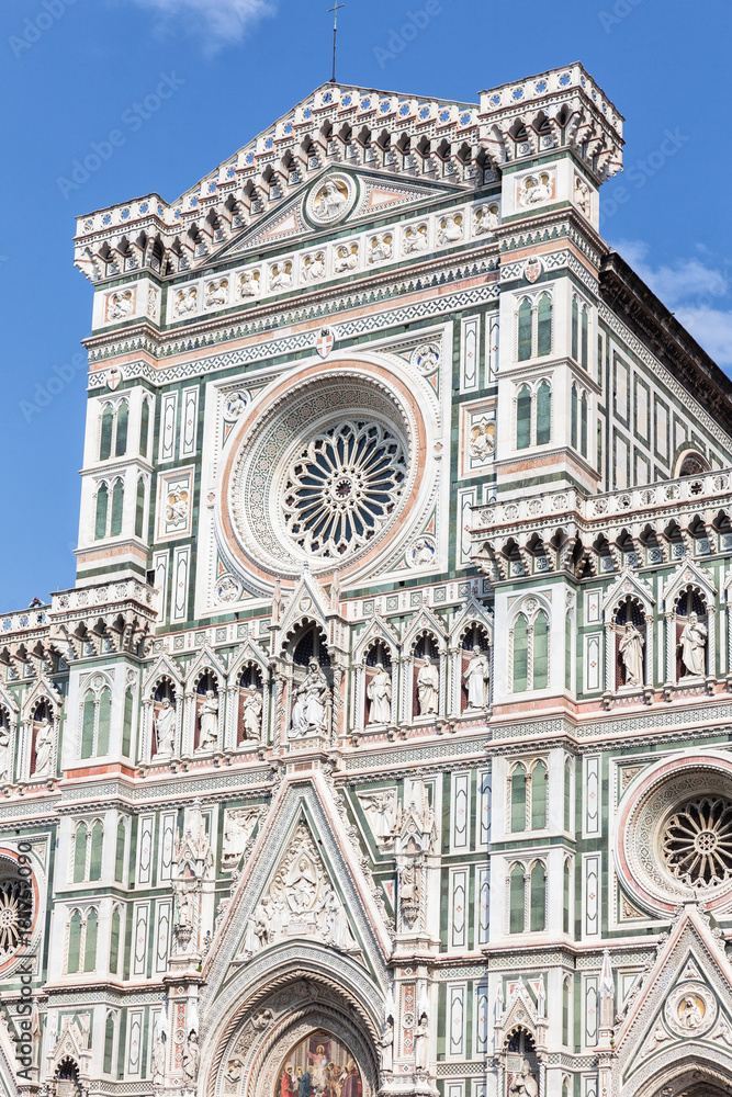 Facade of the Cathedral Santa Maria del Fiore (Duomo)  in Florence