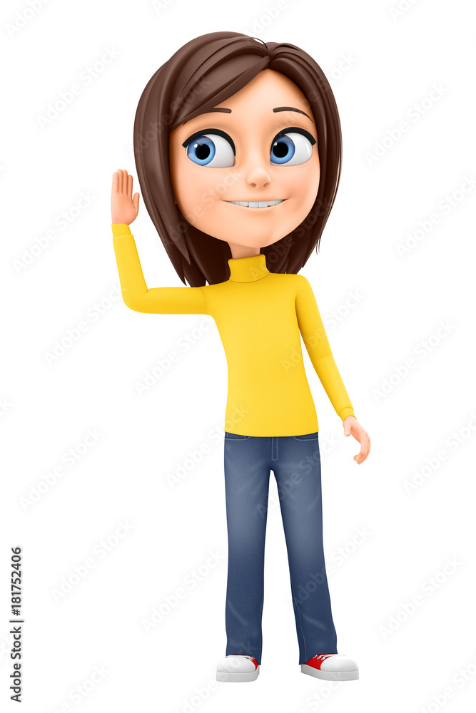 Girl eavesdrops on a white background. 3d render illustration. Girl eavesdrops on a white background. 3d render illustration.