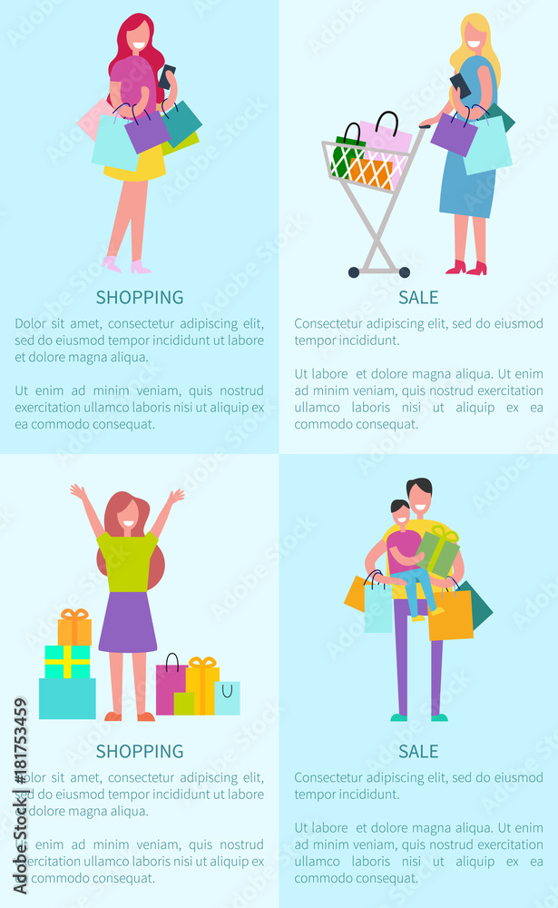 Shopping and Sale Pictures Vector Illustration Shopping and Sale Pictures Vector Illustration