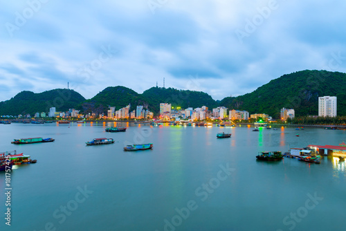 The beautiful cityscape of Cat Ba island, Halong Bay, Vietnam. Cat Ba is the largest of the 366 islands, which make up the southeastern edge of Ha Long Bay in Vietnam.