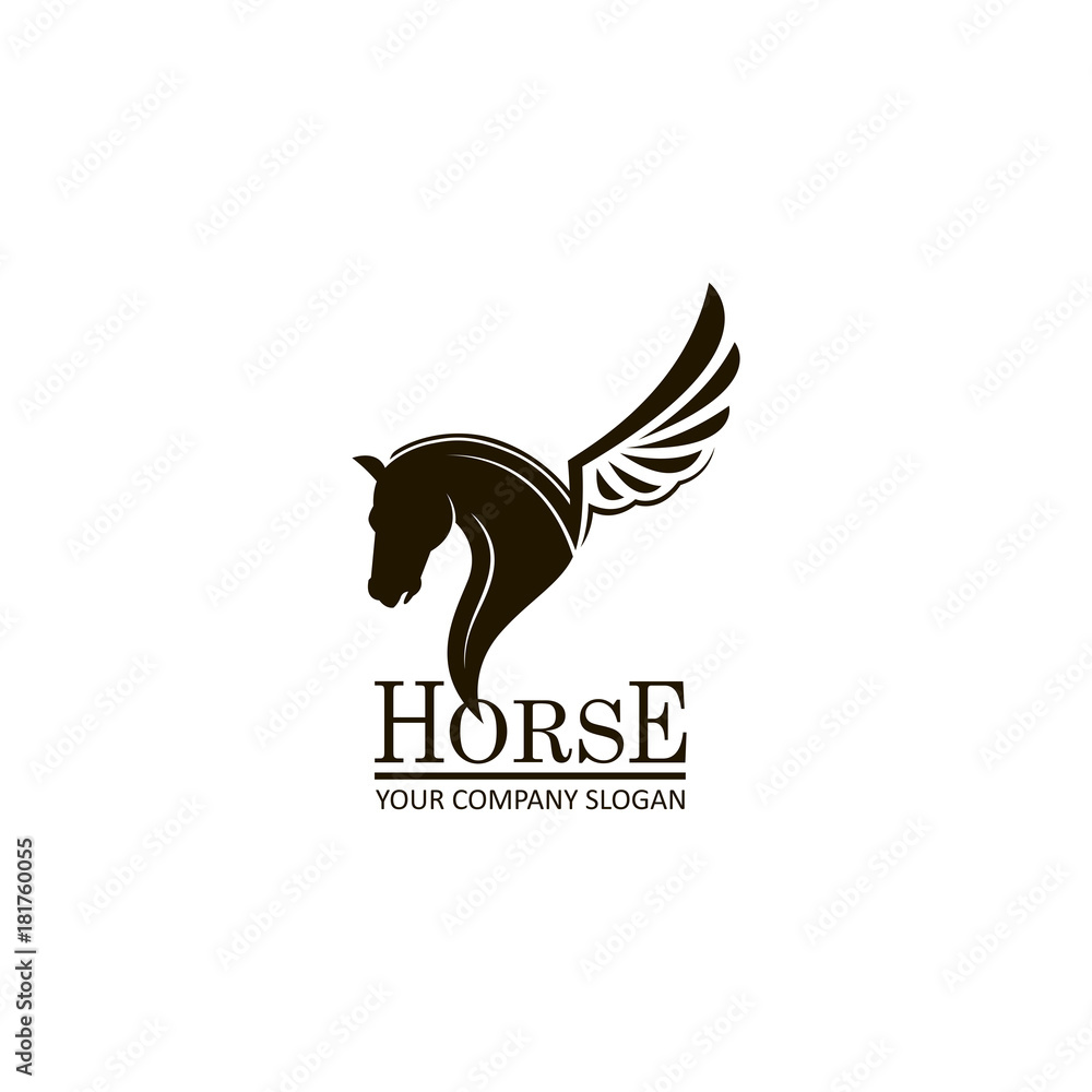 Fototapeta premium monochrome emblem of horse head on white background