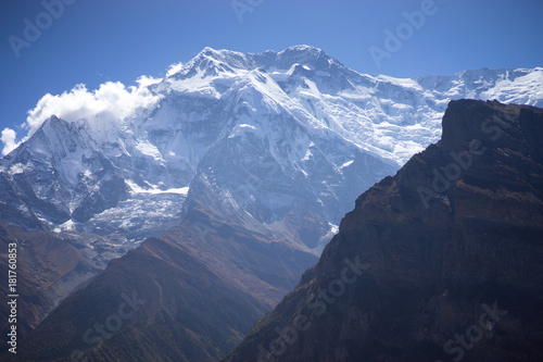 Annapurna Peak and pass in the Himalaya mountains  Annapurna region  Nepal