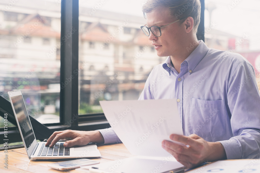 smart businessman look at document for working smart businessman look at document for working