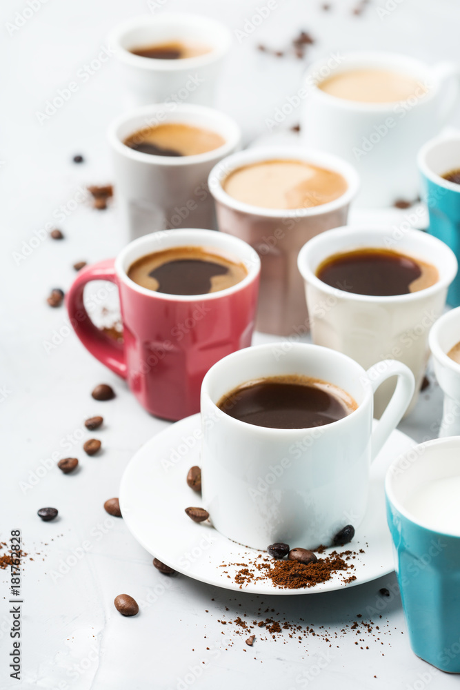 Different coffee mugs and cups for breakfast Different coffee mugs and cups for breakfast