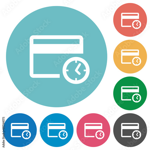 Credit card transaction history flat round icons