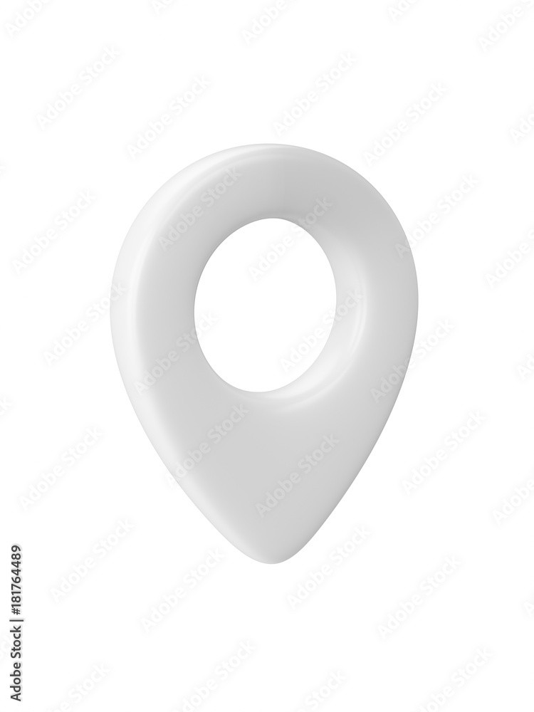 White map pointer isolated on white background