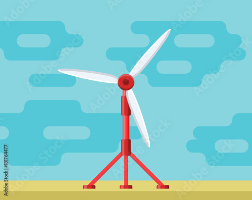 Tidal power station. Flat style cartoon tidal tower station. Innovation clean power source. Renewable energy concept. Vector illustration.