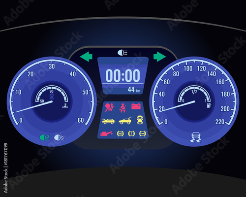 Dashboard instrument control panel or fascia realistic vector