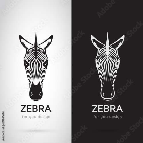 Vector of zebra head design on white background and black background, Logo, Symbol, label, Animals