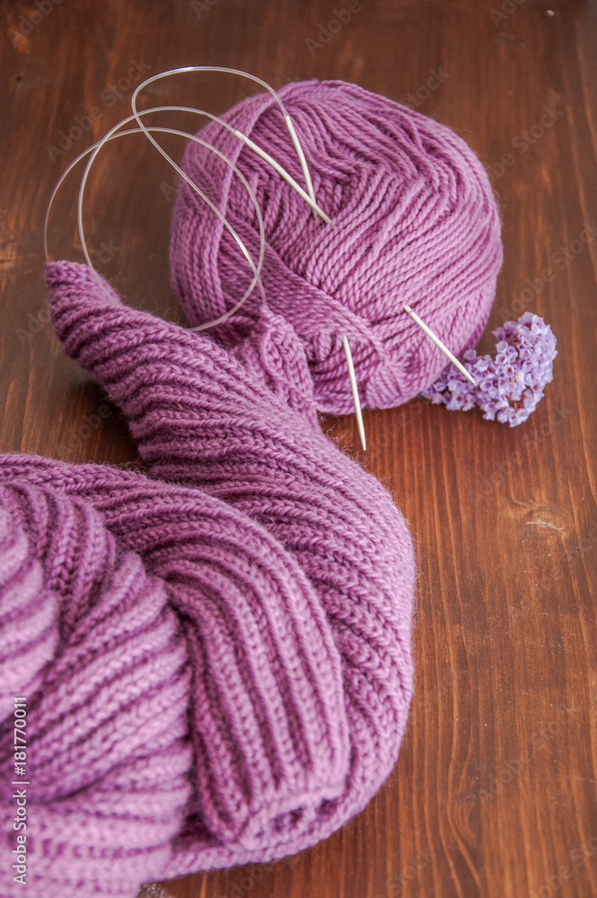 Fototapeta premium Knitting. Knitting needles and yarn