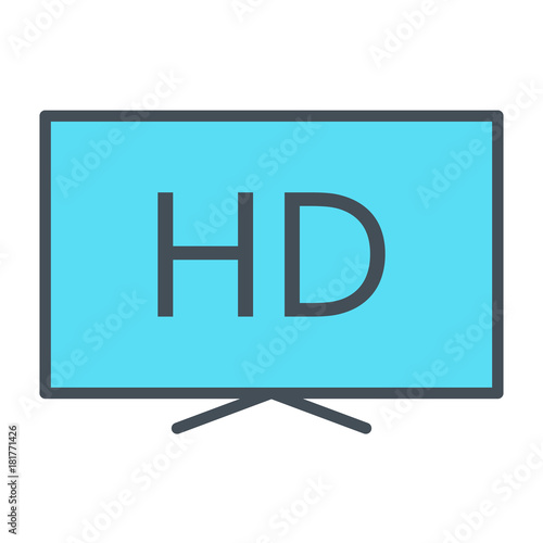 Hd television line icon. TV, video symbol. Vector illustration