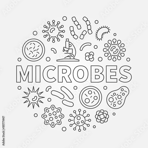 Microbes round illustration. Vector concept circular symbol