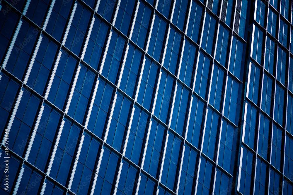 closeup of glass wall of modern building