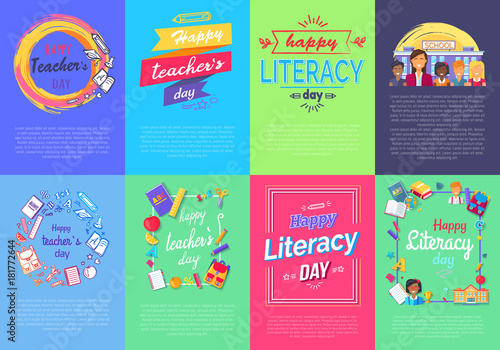 Happy Teacher s Literacy Day Set of Posters