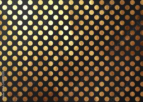 Abstract pattern texture gold circles. Vector golden and black background.