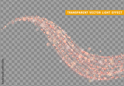 Magic light effect. Stardust red glitter. Sparkle star dust vector illustration