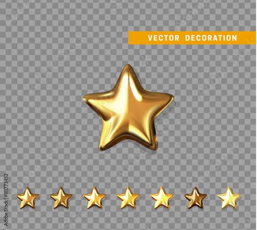 Gold stars isolated on transparent background