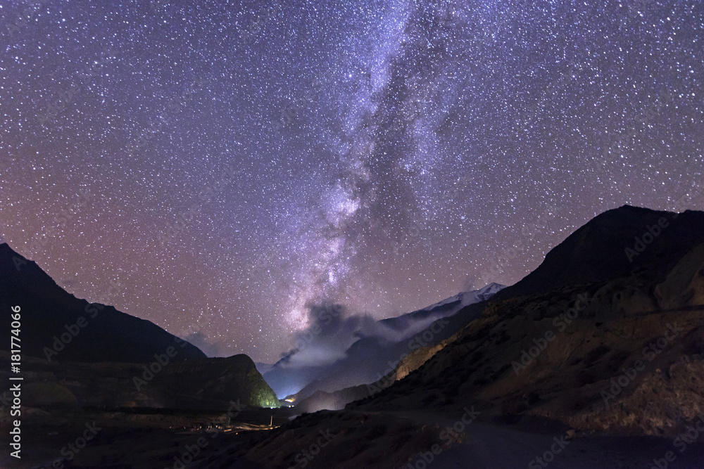 Beautiful Milky Way in Jomsom  Muktinath  Annapurna Circuit trek in Nepal
