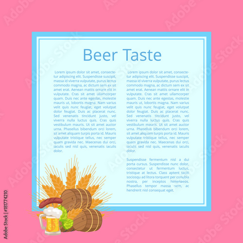 Beer Taste Poster with Barrels, Food and Drink
