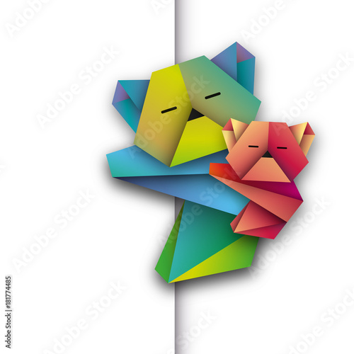 misie koala origami wektor #181774485