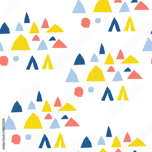 Abstract handmade umbrella and drop seamless pattern background. Childish handcrafted wallpaper for design card, baby nappy, diaper, scrapbook, holiday wrapping paper, textile, bag print, t shirt etc.