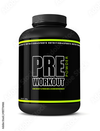 3d render of pre-workout powder in container
