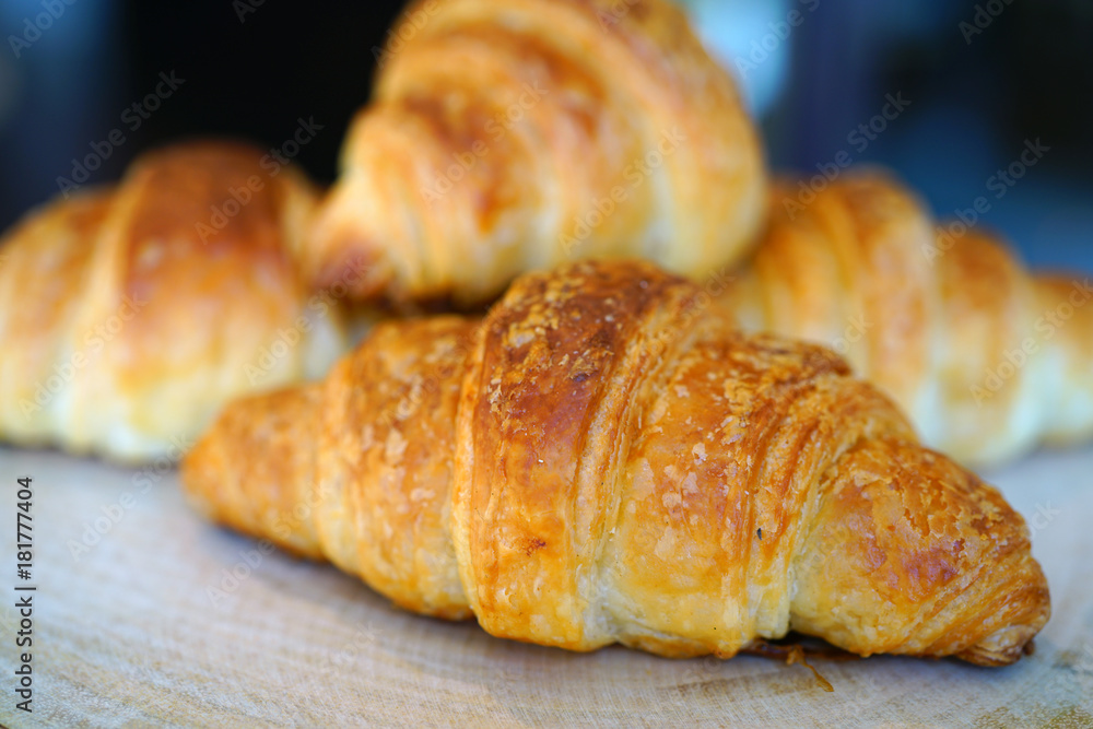 Freshly baked French croissants