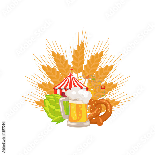 Food Set and Beer Vector Illustration on White